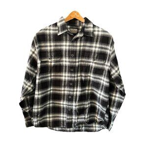 JACHS Shirt Mens Extra Large Black Gray White Button Up Cotton Long Sleeve